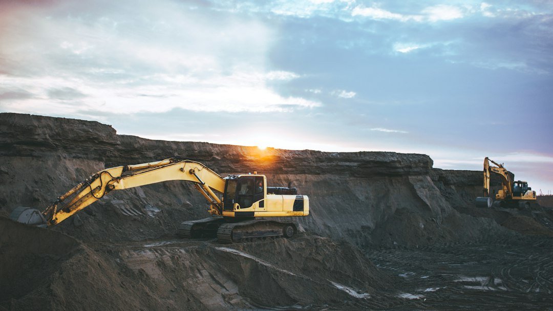 Excavator working on a rocky mine site