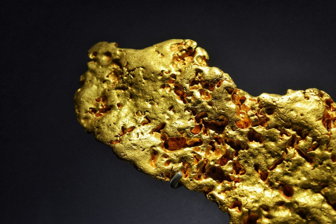 Close-up of a gold-colored mineral specimen