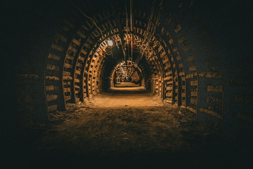 Illuminated underground mine corridor